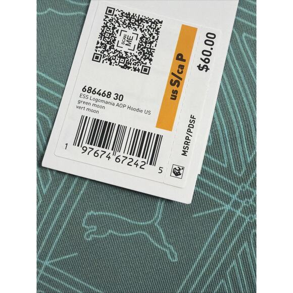 NEW Puma Green Moon Men's Logomania All Over Printed Hoodie Size S Small NWT $60 - Picture 2 of 2